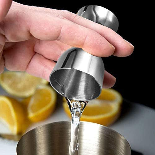 Engraved Stainless Steel Double Chalice Cocktail Jigger