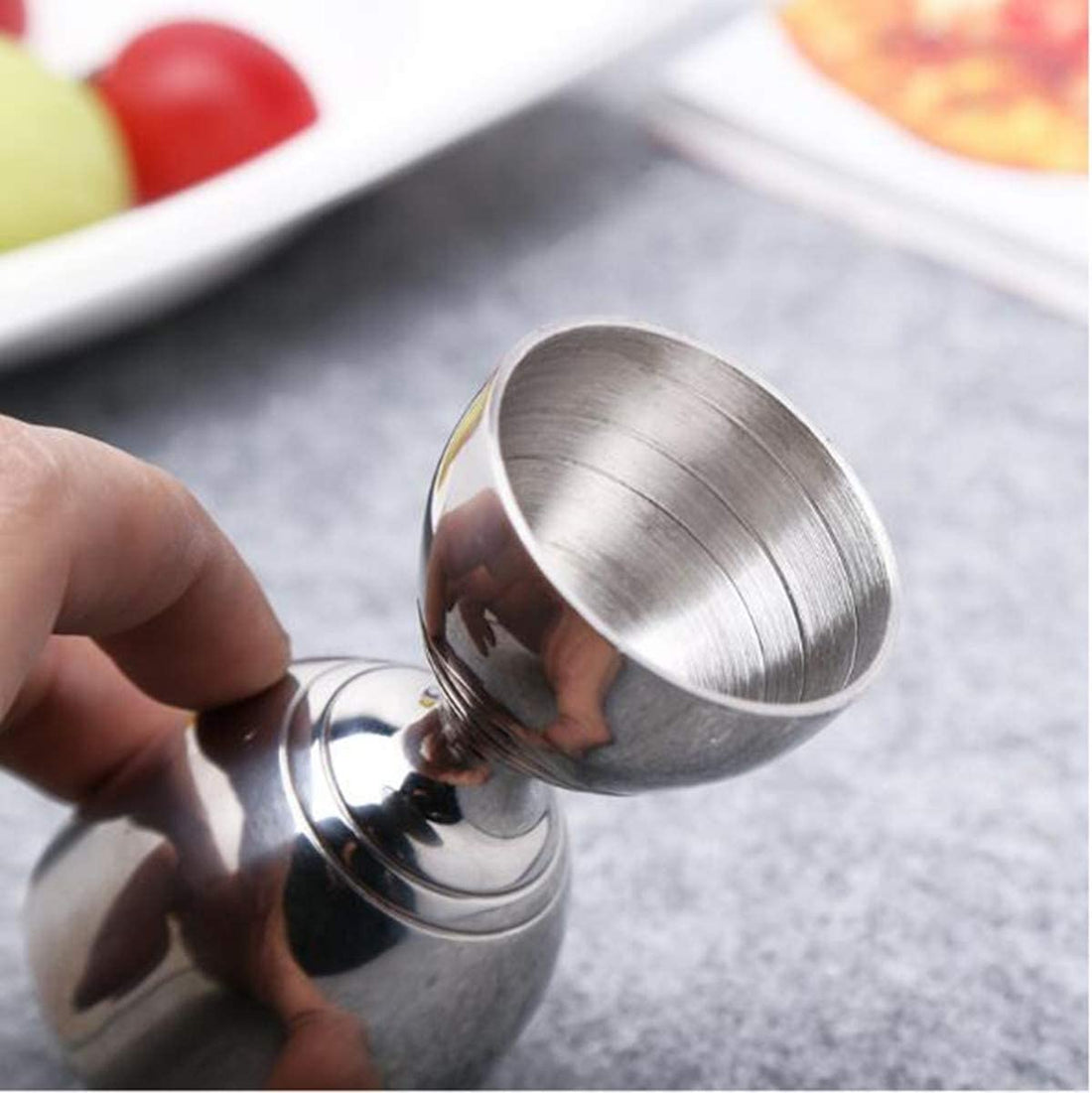 Engraved Stainless Steel Double Chalice Cocktail Jigger