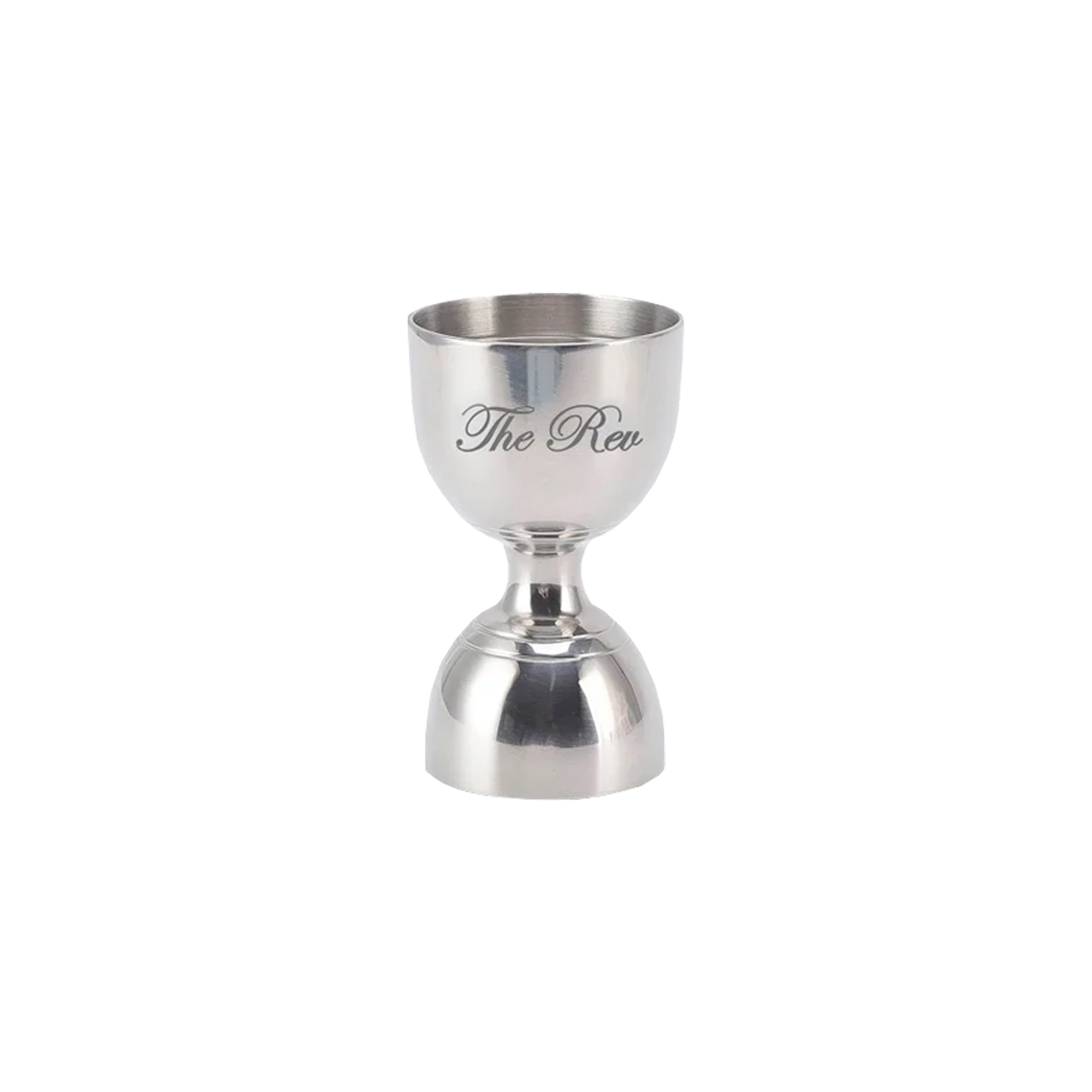 Engraved Stainless Steel Double Chalice Cocktail Jigger