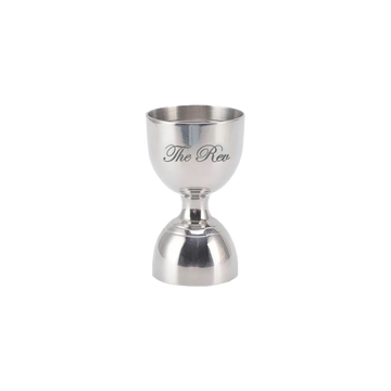 Engraved Stainless Steel Double Chalice Cocktail Jigger