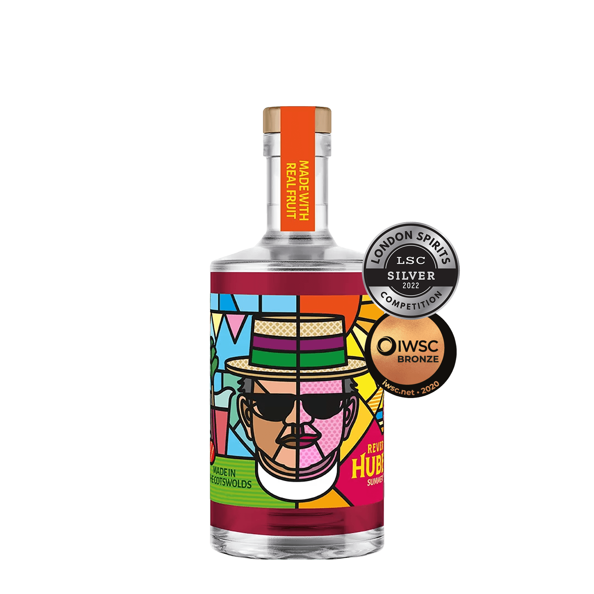 Reverend Hubert Summer Cup bottle with colourful label showing summer imagery and awards
