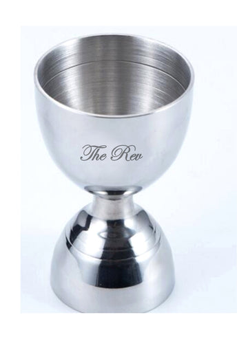 Engraved Stainless Steel Double Chalice Cocktail Jigger